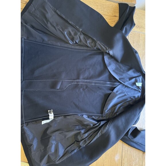 Spanx Perfect Collarless Blazer Black Ponte Knit Jacket Oversized Women’s Size M - Picture 12 of 16